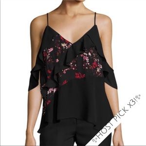 ✨HP✨NWT Parker Floral Print Silk Cold Shoulder Top